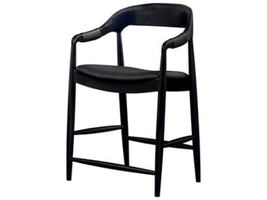 Surya Kisco Black Faux Leather Ash Wood Counter Stool SYKSK005372419