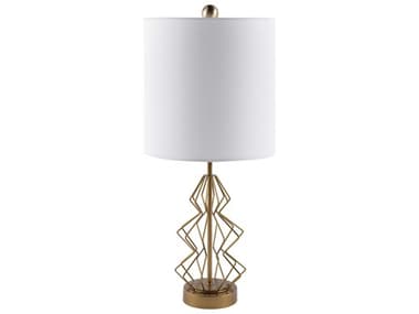 Surya Liberty Gold White Linen Table Lamp SYLBT001