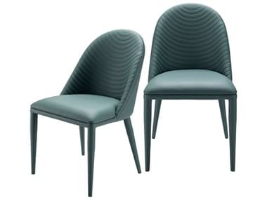 Surya Lacey Blue Faux Leather Armless Dining Chair Set of 2 SYLCY002