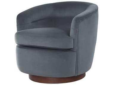 Surya Leigh 29" Swivel Gray Fabric Accent Chair SYLEG002293032