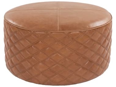 Surya Lance 28" Brown Leather Upholstered Ottoman SYLEPF001282814