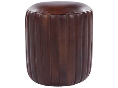 Surya Langdon 15" Brown Leather Upholstered Ottoman SYLGPF001151518