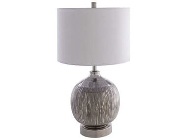 Surya Allie Pearlized Metallic Silver White Linen Buffet Lamp SYLLE001