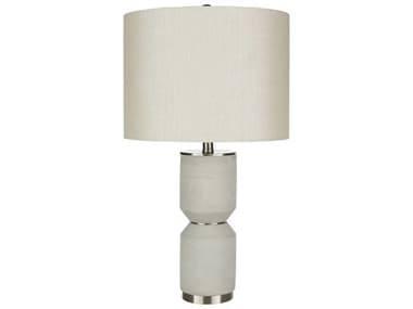 Surya Wells Light Gray White Linen Nickel Buffet Lamp SYLLS001