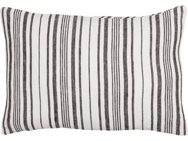 Surya Linen Stripe Buttoned Cream / Black Pillow SYLNB002