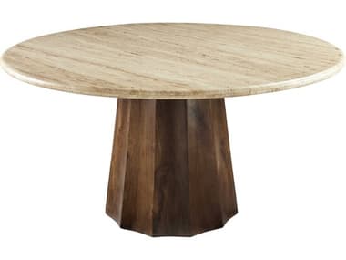 Surya Linus Round Stone Wheat Dark Brown Dining Table SYLNU001