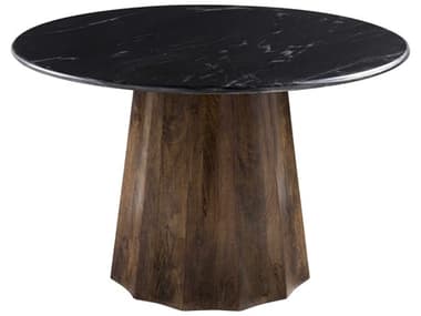 Surya Linus Round Marble Black Dark Brown Dining Table SYLNU002