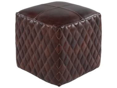 Surya Leonardo 18" Brown Leather Upholstered Ottoman SYLOPF001181818