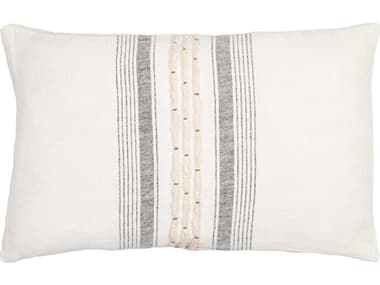 Surya Linen Stripe Embellished Cream / Black Pillow SYLSP001