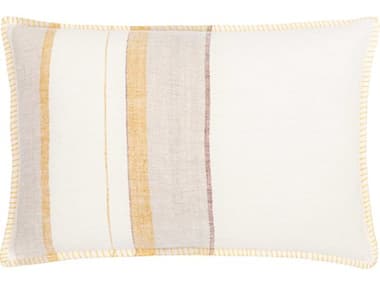 Surya Linen Stripe Embellished Cream / Mustard / Yellow Pillow SYLSP002