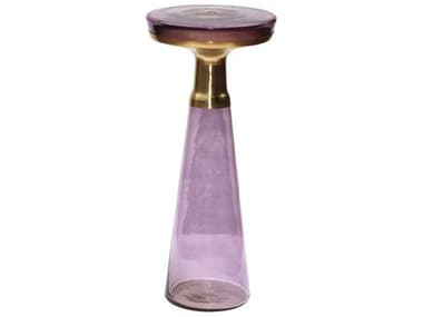 Surya Luzerne 10" Round Glass Violet End Table SYLZN003221010