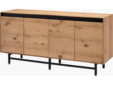 Surya Molander 64" Oak Wood Clear Black Sideboard SYMLDR001306418