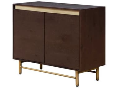 Surya Molander Brown Metallic Brass Oak Wood Accent Cabinet SYMLDR004304020