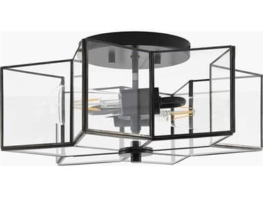 Surya Morella 2-Light Black Geometric Semi Flush Mount SYMOL004