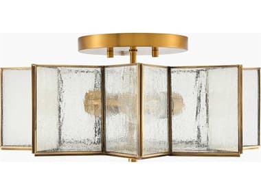 Surya Morella 2-Light Metallic Brass Geometric Semi Flush Mount SYMOL005