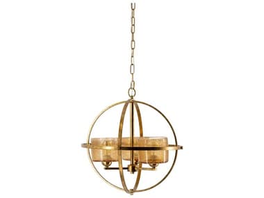 Surya Muye 3-Light Gold Cylinder Globe Pendant SYMUY001