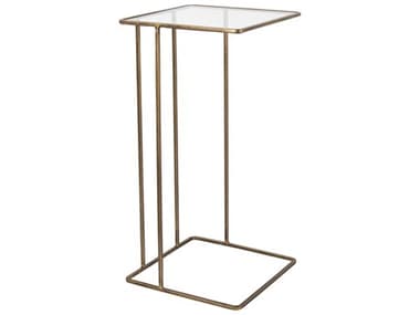 Surya Natalie 12" Square Glass Clear Gold End Table SYNAE001