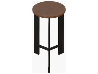 Surya Nisse Round Leather Brown Black End Table SYNISS002201010