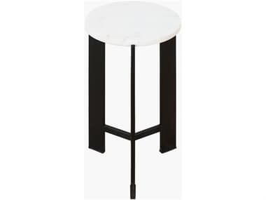 Surya Nisse Round Marble White Black End Table SYNISS003201010