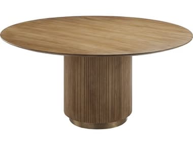 Surya Nems Round Wood Clear Gold Dining Table SYNMS005