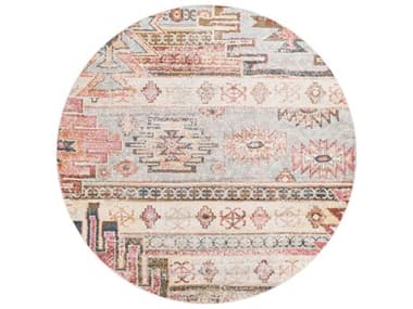 Surya New Mexico Light Slate / Brick Red / Burnt Orange / Blue / Charcoal / Pink / Sage / Yellow / Lavender / Rose / White Round Area Rug SYNWM2311ROU