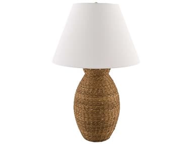 Surya Pubil Wheat White Linen Brown Buffet Lamp SYPBL001