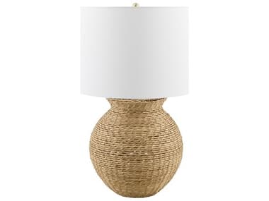 Surya Pubil Wheat White Linen Brown Buffet Lamp SYPBL003