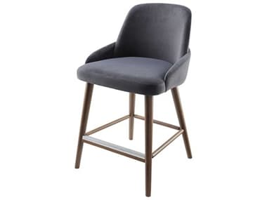 Surya Peregrine Black Charcoal Suede Upholstered Beech Wood Counter Stool SYPEG003