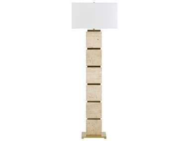 Surya Ponta Yellow White Linen Brown Floor Lamp SYPNT001