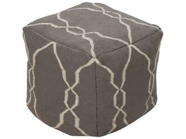 Surya Fallon Beige Gray Upholstered Pouf SYPOUF24