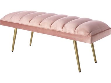Surya Roxeanne 48" Blush Gold Pink Fabric Upholstered Accent Bench SYRON007