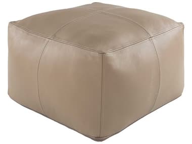 Surya Sheffield 22" Gray Tan Leather Upholstered Ottoman SYSFPF004222213