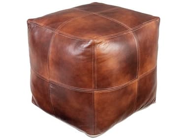 Surya Sheffield 18" Dark Brown Leather Upholstered Ottoman SYSFPF005181818