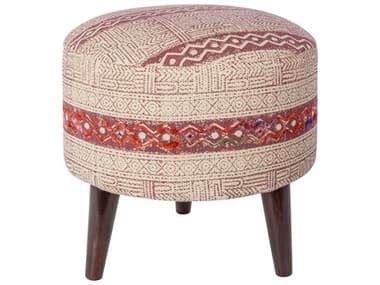 Surya Shivangi 16" Pink Brown Fabric Upholstered Accent Stool SYSHG001