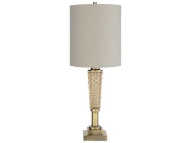 Surya Tibby Charcoal Gray Linen Brass Traditional Table Lamp SYTBB001