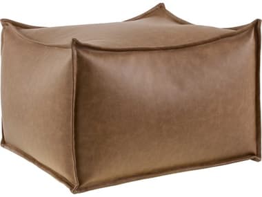Surya Teddy Chestnut Brown Leather Pouf SYTDPF001142222