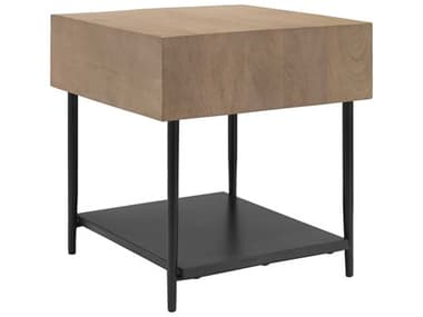 Surya Timo Square Wood Brown Black End Table SYTIMO003232222