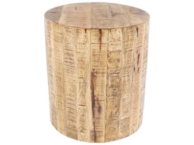 Surya Troyes 16" Round Wood Brown Tan End Table SYTOE004