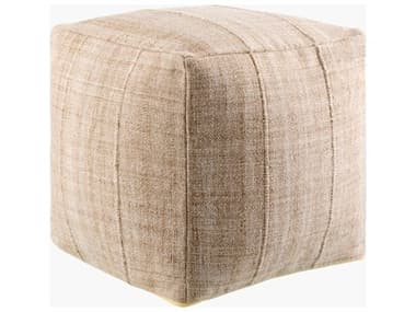 Surya Mudcloth Tan Upholstered Pouf SYUDPF002181818