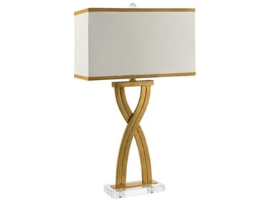 Surya Uhabis Metallic Gold White Linen Buffet Lamp SYUHB002