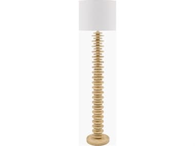 Surya Ukwi Beige White Linen Brown Floor Lamp SYUKW003