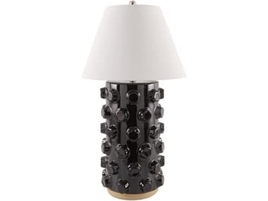 Surya Vage Black White Linen Buffet Lamp SYVAG001