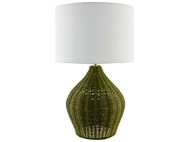 Surya Velles Dark Green White Linen Buffet Lamp SYVES001