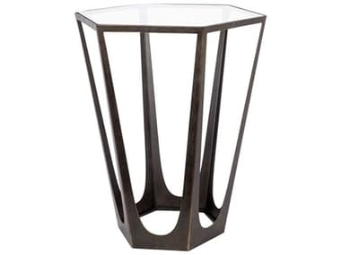 Surya Vortex 16" Hexagon Glass Clear Brown End Table SYVTX001