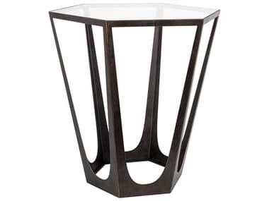 Surya Vortex 20" Hexagon Glass Clear Brown End Table SYVTX002
