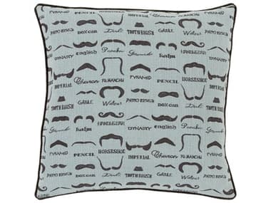 Surya Wax that Stache Ice Blue Pillow SYWTS003