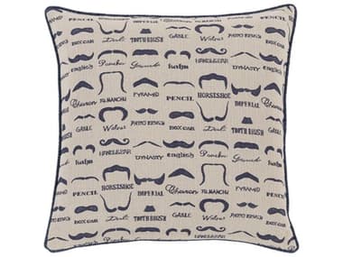 Surya Wax that Stache Beige Pillow SYWTS004