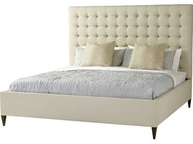 Theodore Alexander White Maple Wood Upholstered Queen Platform Bed TAL10170