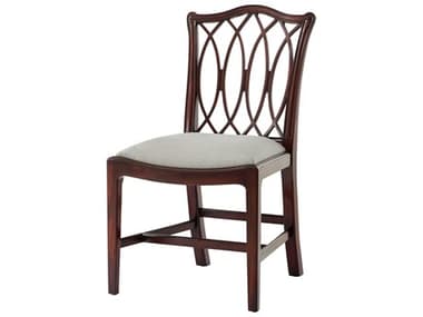 Theodore Alexander Ta Originals Mahogany Wood Brown Fabric Upholstered Side Dining Chair TAL40005661BFF