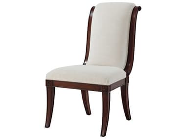 Theodore Alexander English Cabinet Maker Mahogany Wood Brown Fabric Upholstered Side Dining Chair TAL40007871BOA